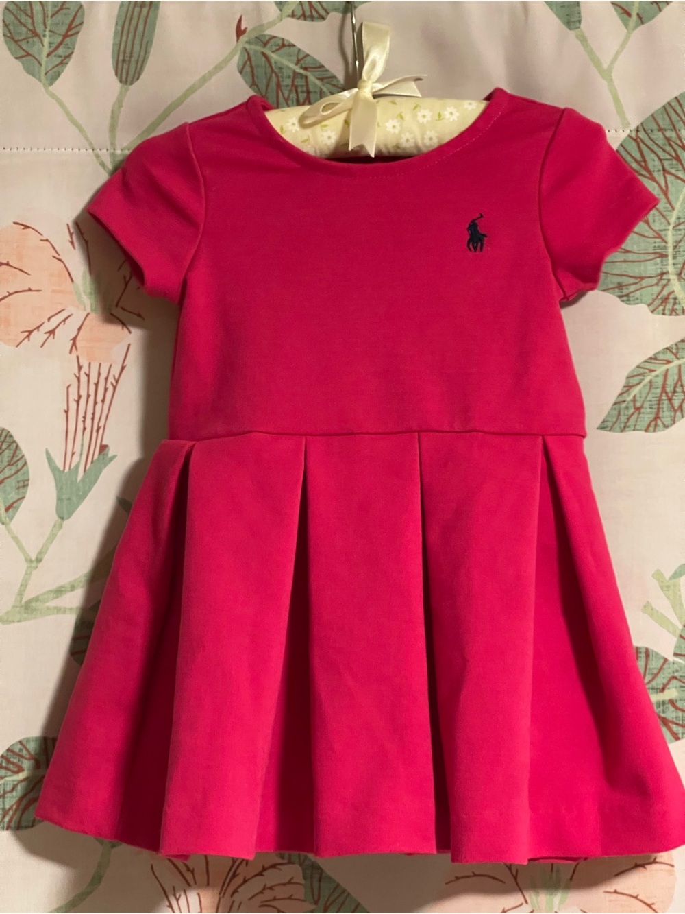 Ralph Lauren Hot Pink Short-Sleeve Pleated Polo Dress